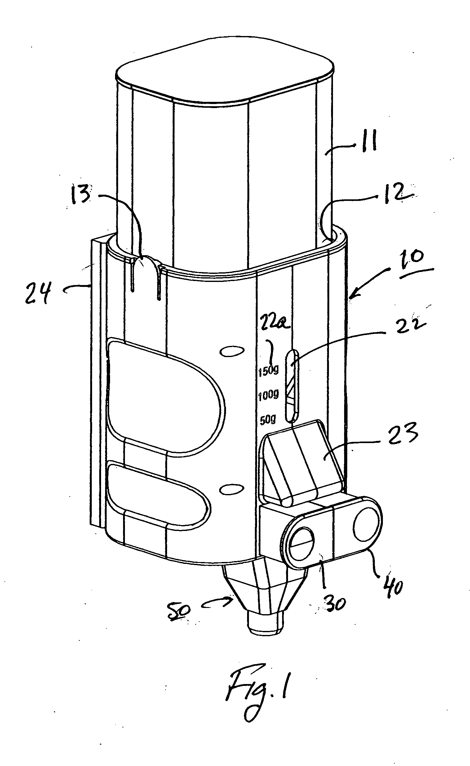 Dosing dispenser particularly useful for dispensing baby formula