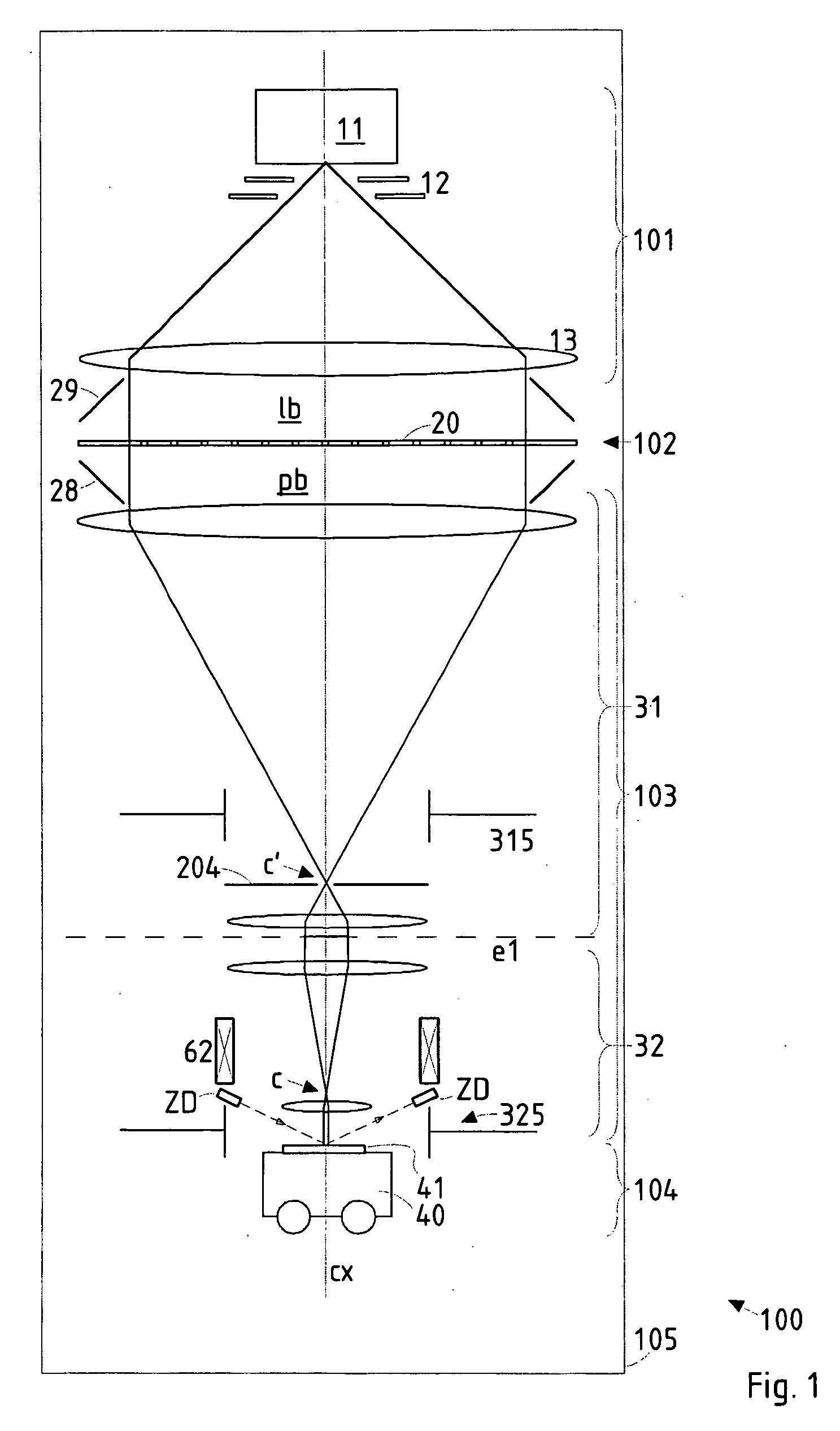 Particle-optical projection system