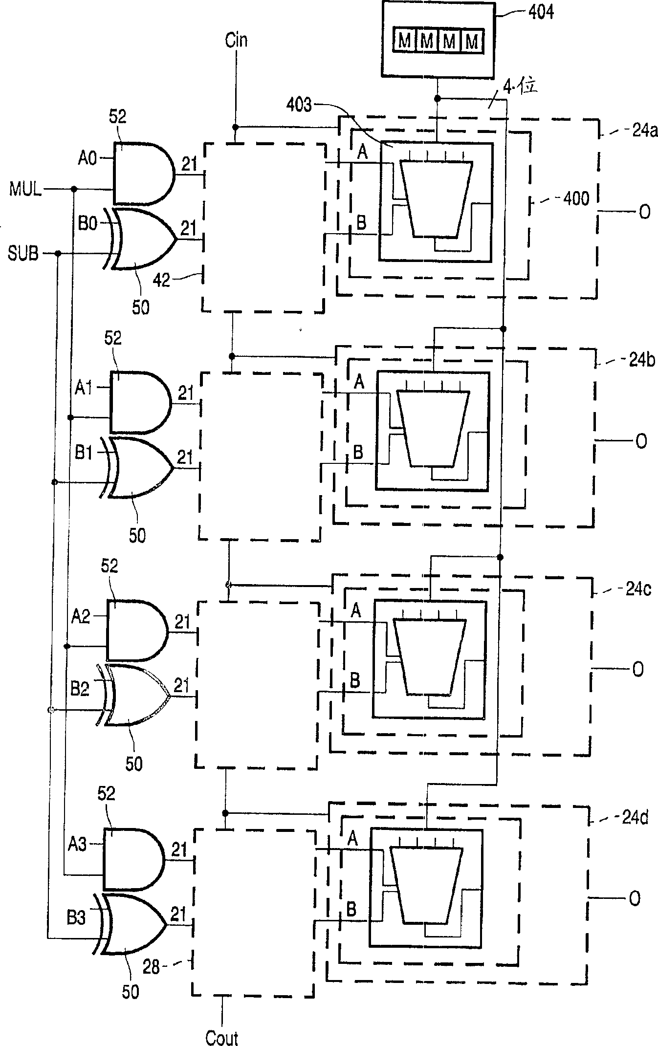 Electronic circuit with array of programmable logic cells