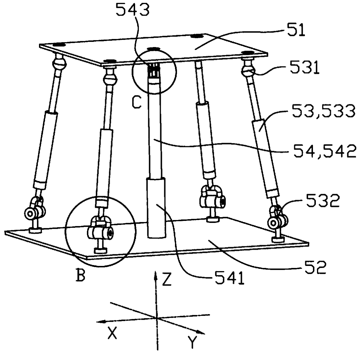 Three-rotation and one-movement parallel mechanism