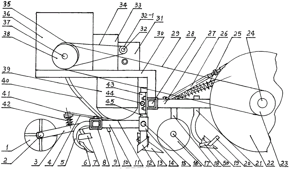 Water-saving ditch seeding method and stubble-returning multi-process tiller-seeder using same