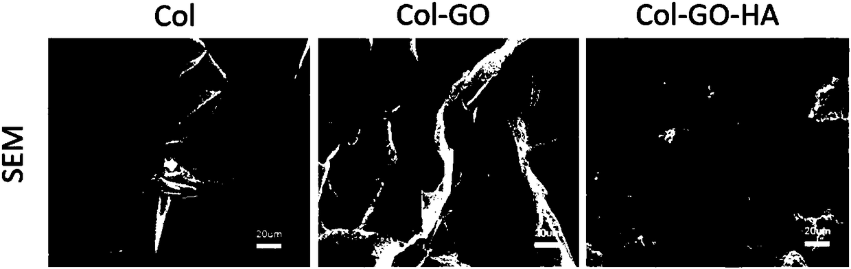 Hydroxylapatite coated collagen-graphene oxide bionic material and preparation method thereof