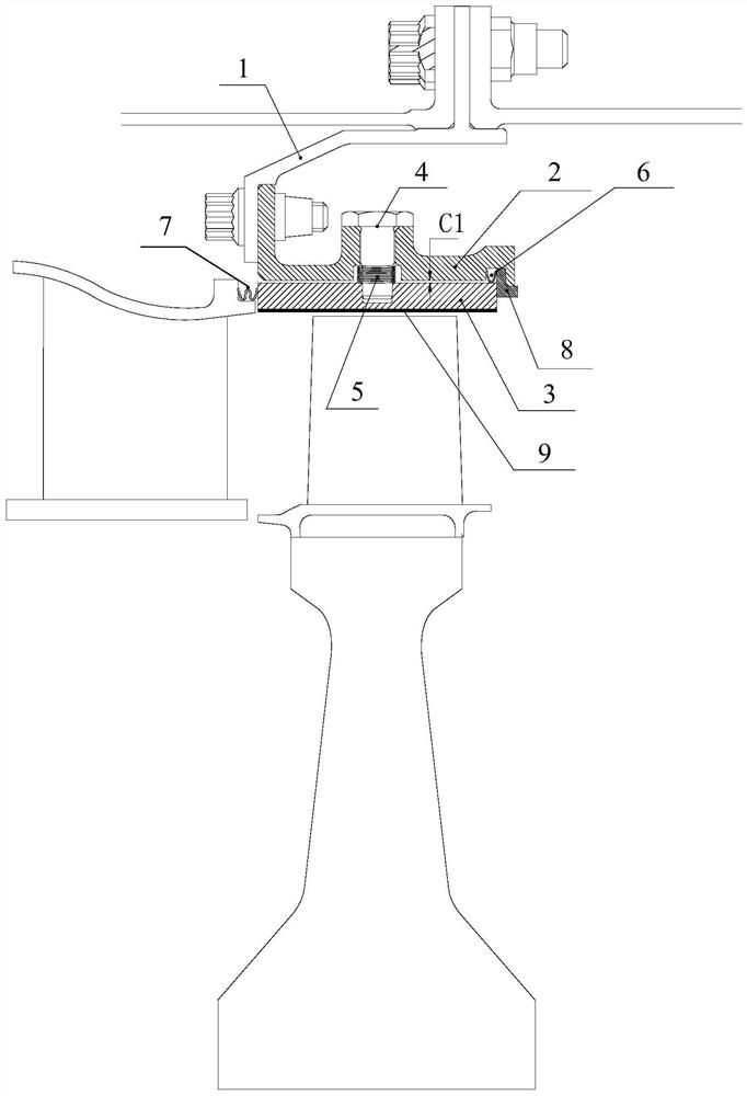 Integral turbine outer ring connection structure and turbine engine