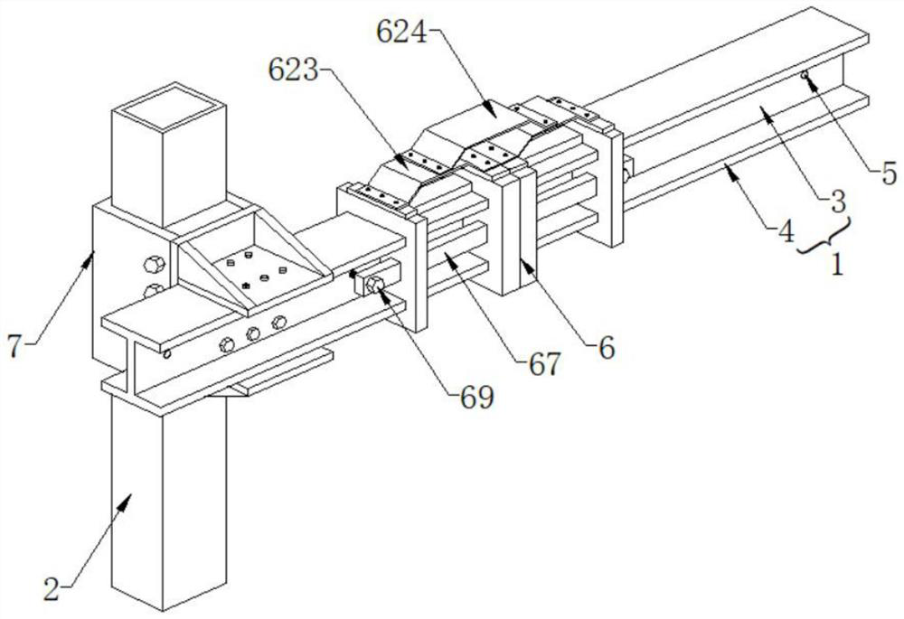 Steel beam connecting structure of steel structure factory building