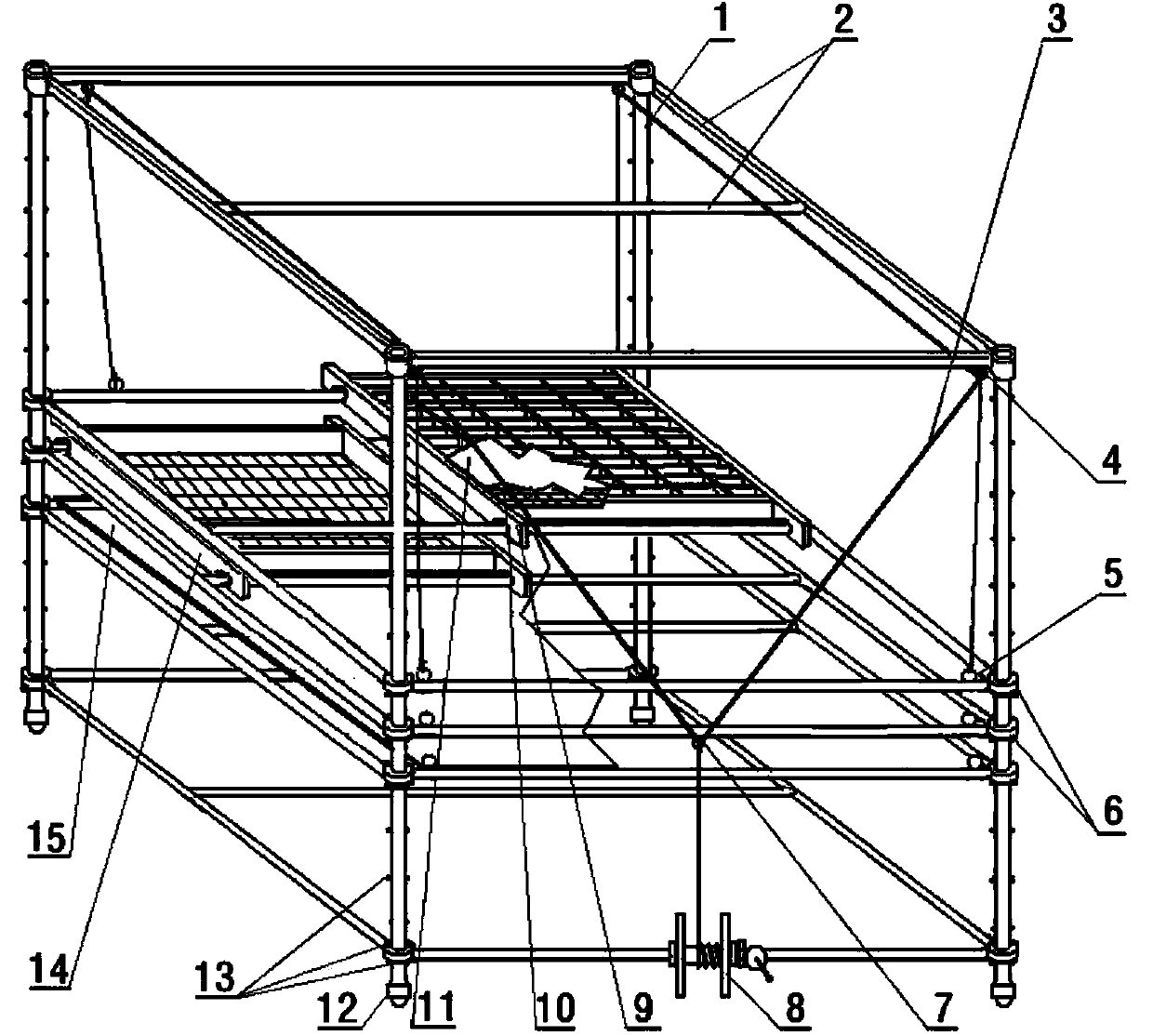 Multipurpose bombyx mori linnaeus breeding bed with adjustable height