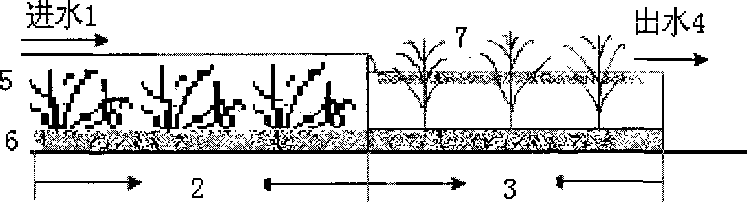 Surface flow-horizontal undercurrent composite manpower wetland system