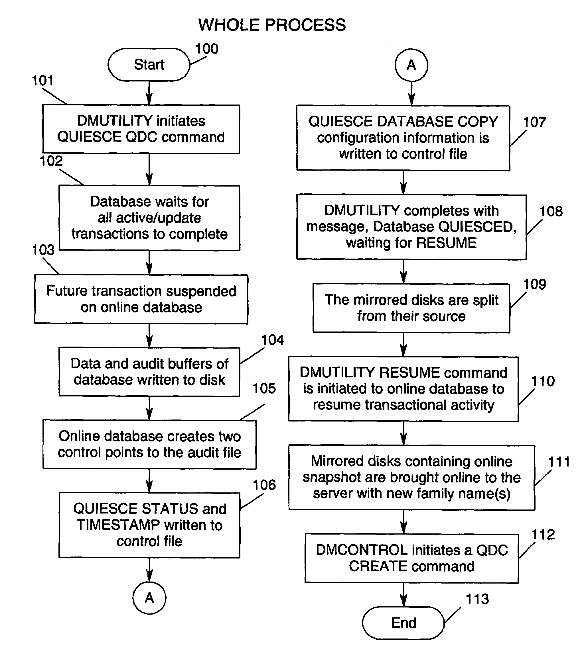 System and method for creating multiple QUIESCE database copies at a single server