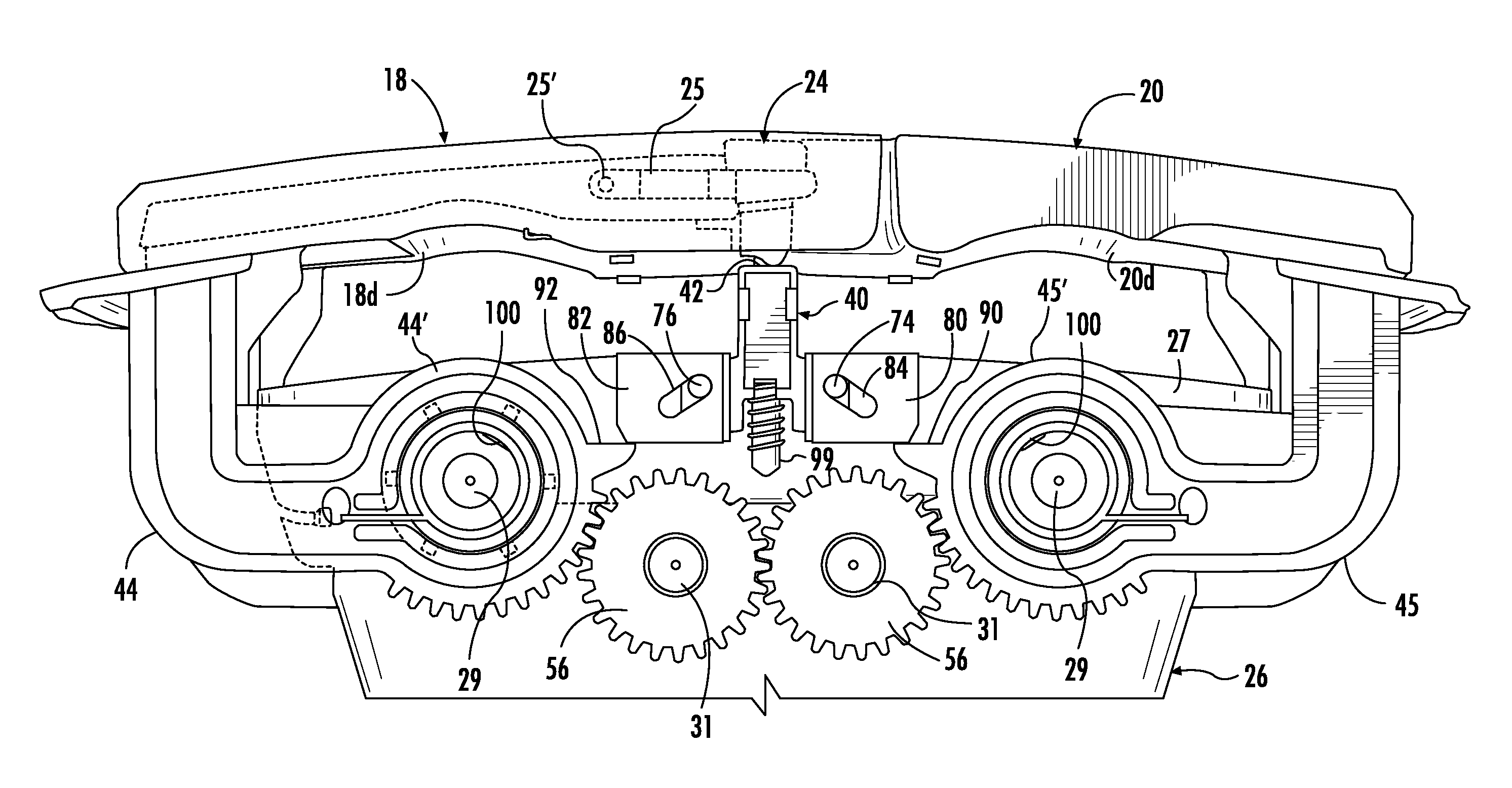 Dual pawl latch mechanism for a dual door assembly