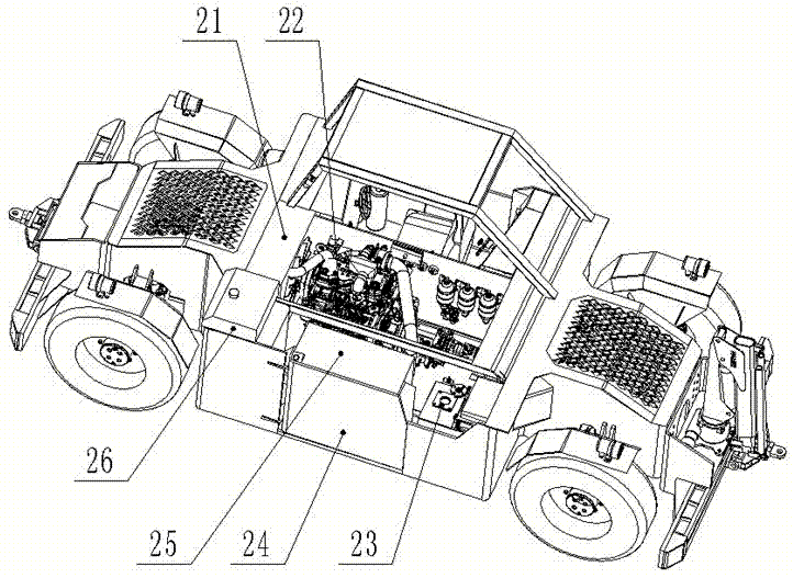 Traction rubber wheel type car of four-wheeled steering rail tramcar