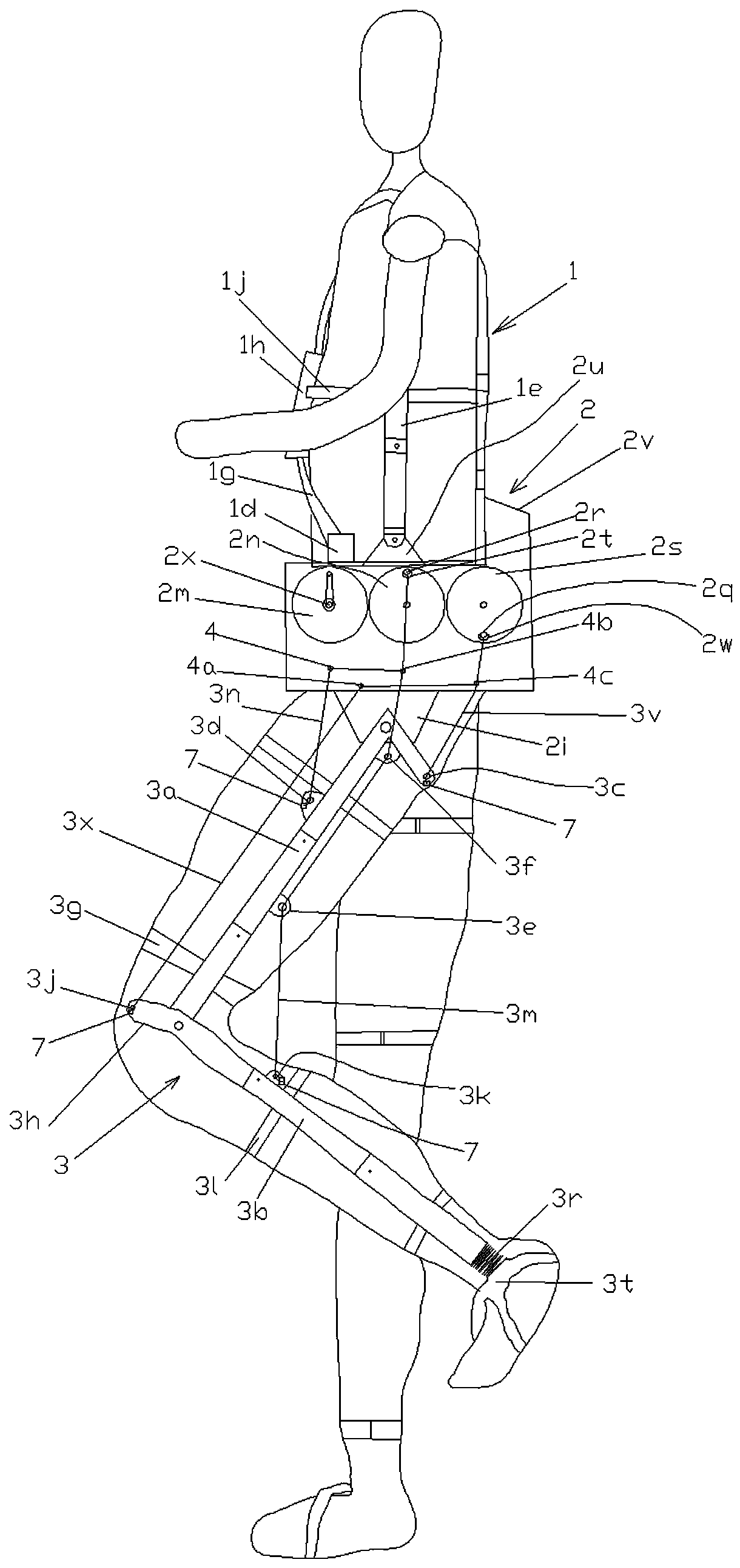 Exoskeleton assistance walking device