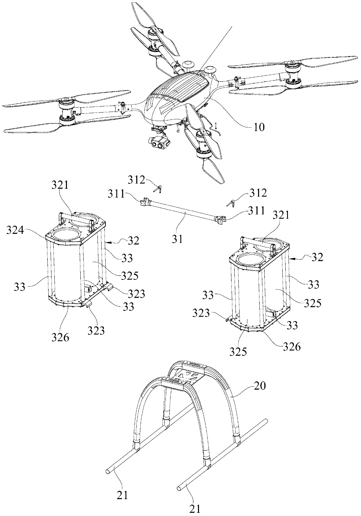 Bomb releasing device and firefighting and disaster relief drone