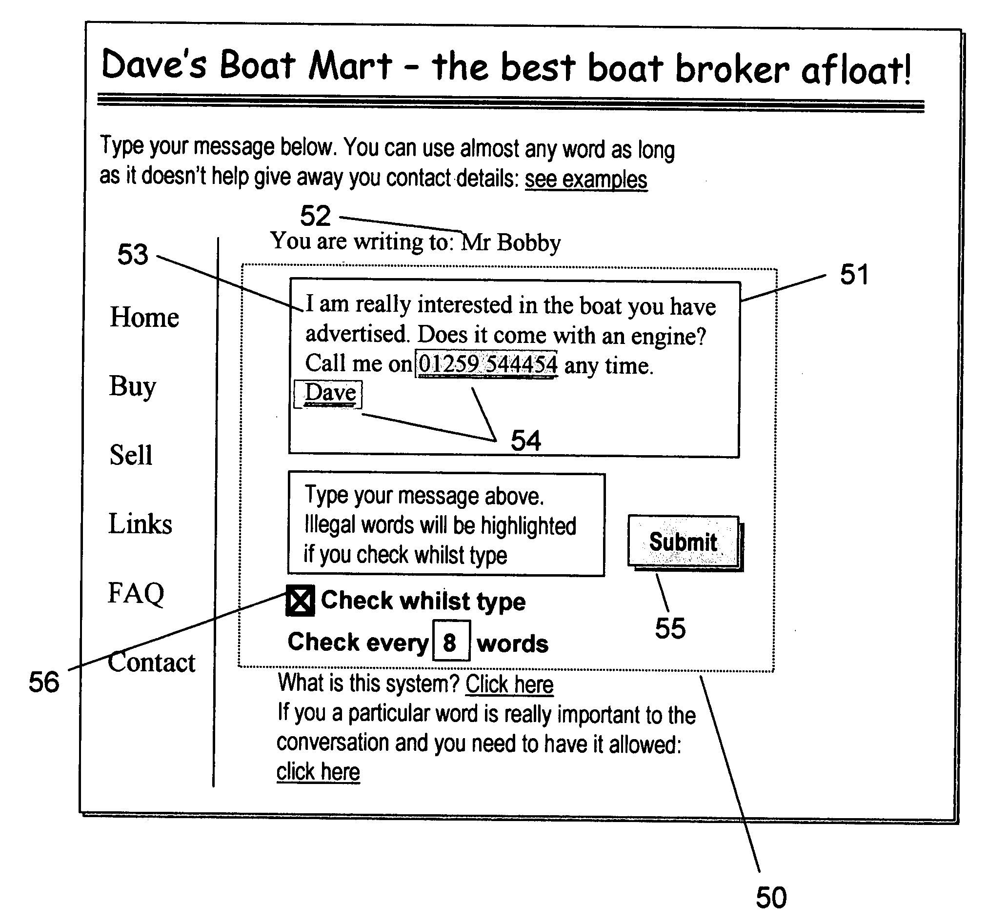 Method for allowing exchange of permissible information between users in a hosting website