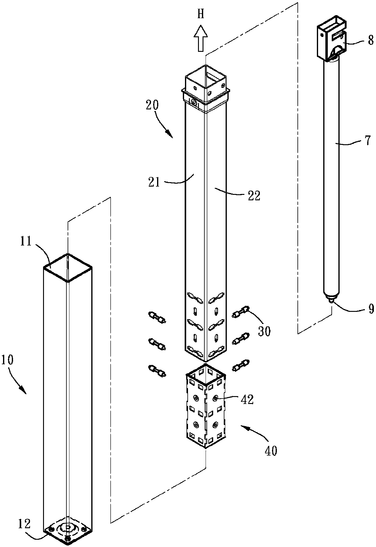 Height-adjustable table leg