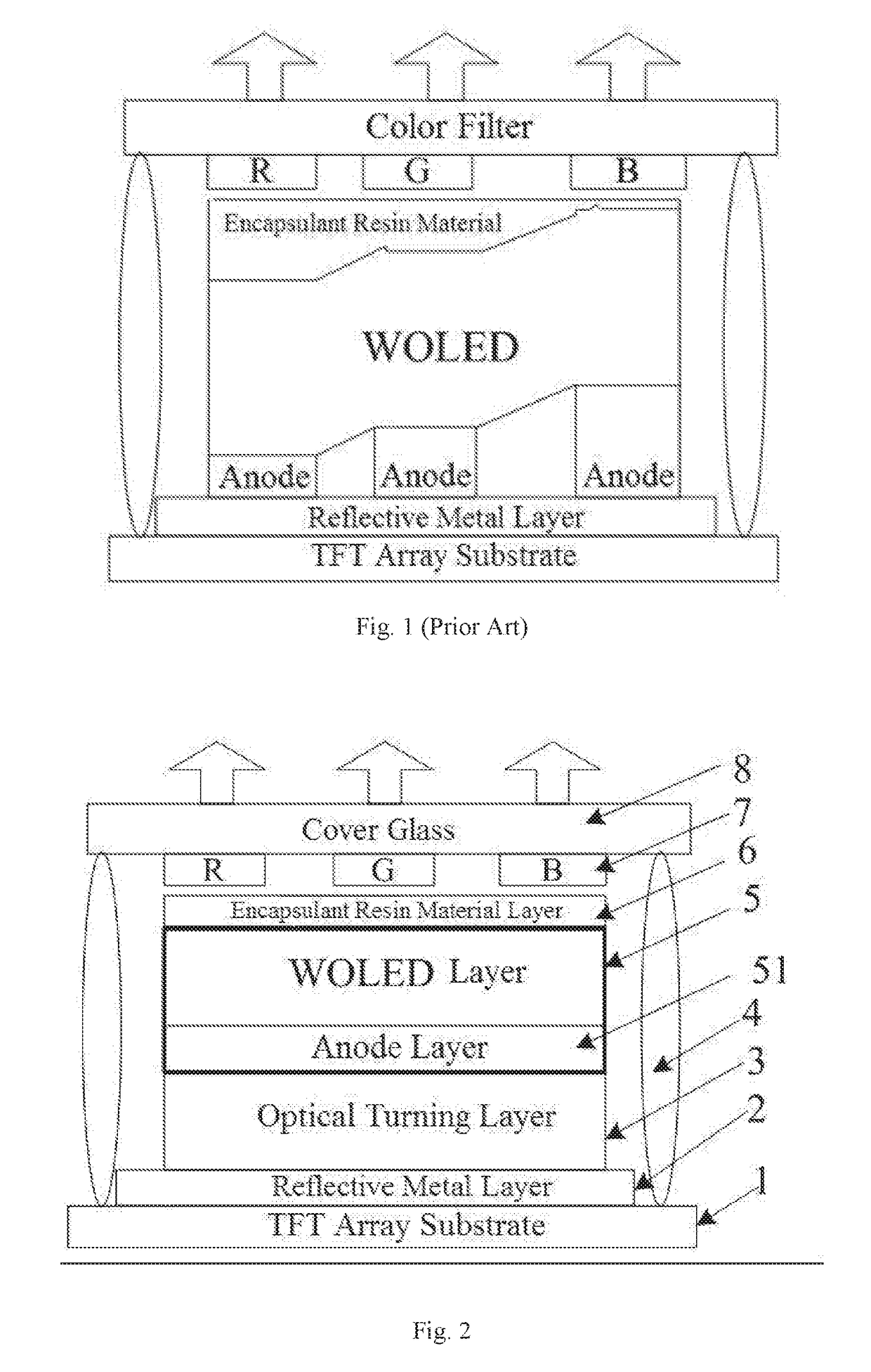 Top-emitting woled display device