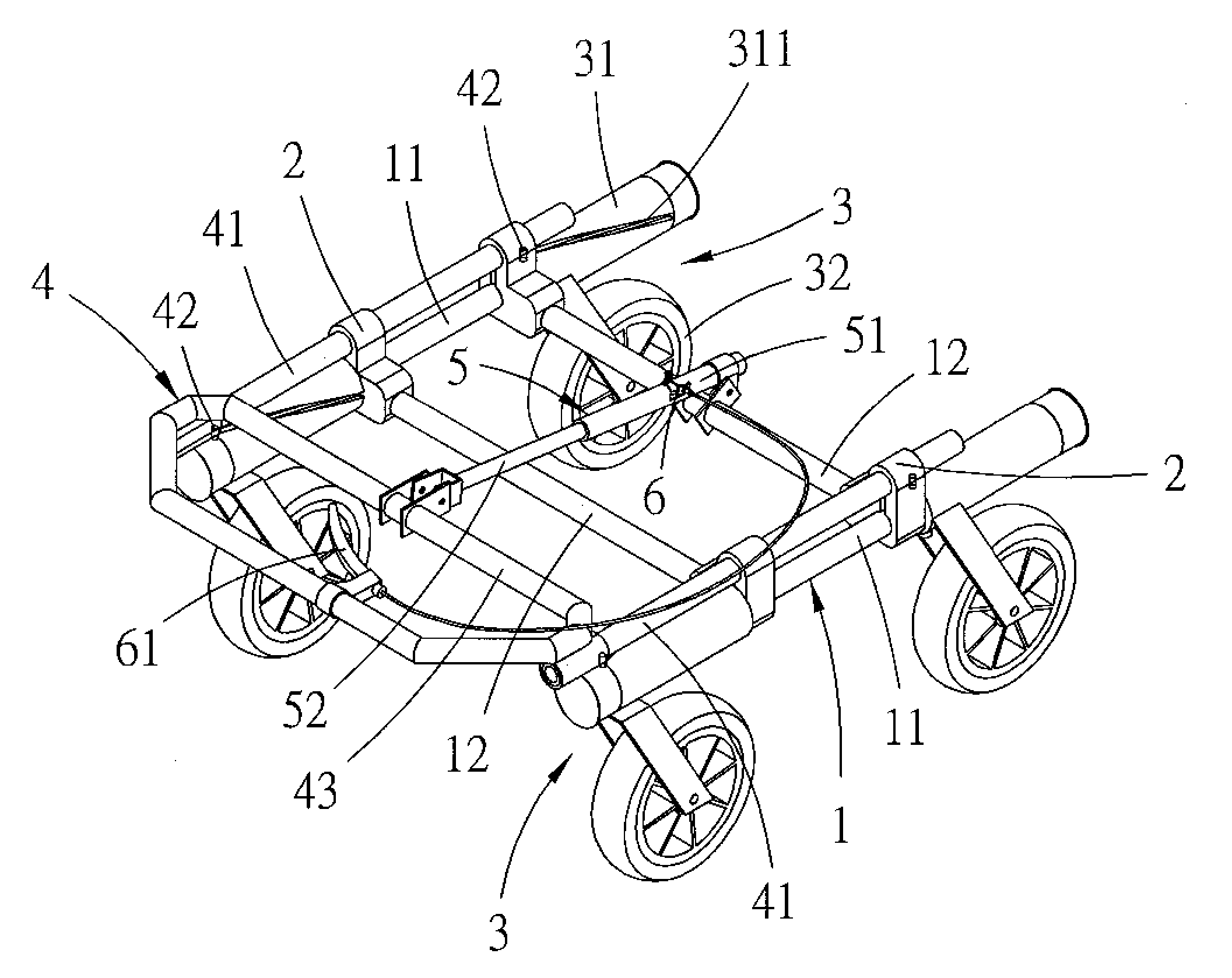 Wheel frame assembly for quickly expansion and folding