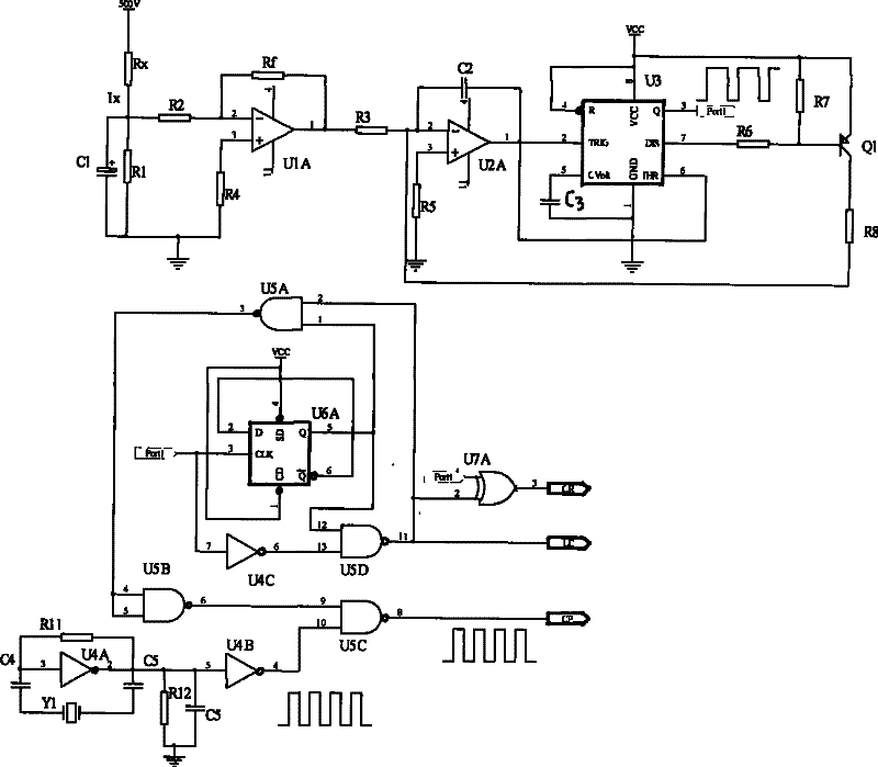 A/D converting circuit with inverse proportion characteristic physical quantity