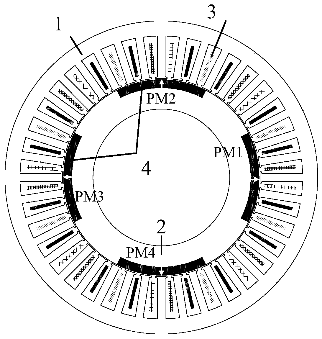 Hybrid rotor continuous pole permanent magnet synchronous motor and method for reducing torque ripple thereof