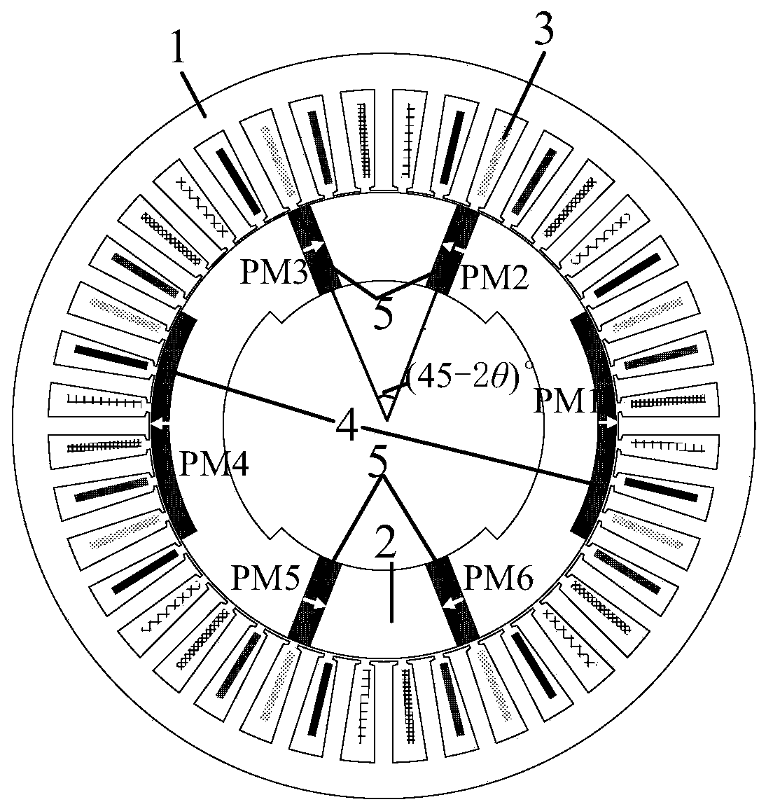 Hybrid rotor continuous pole permanent magnet synchronous motor and method for reducing torque ripple thereof