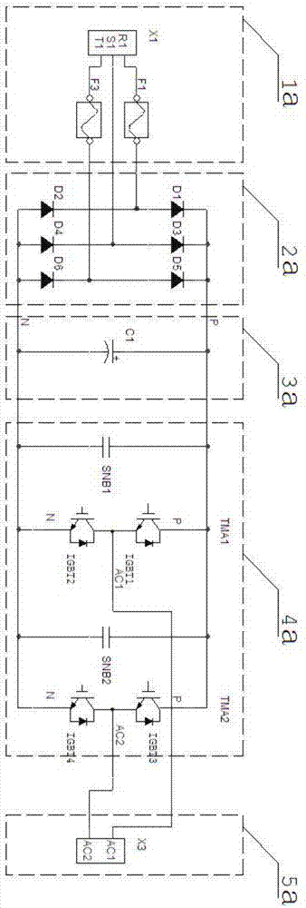 Three-level power unit main circuit and cascaded high-voltage variable-frequency speed regulating device