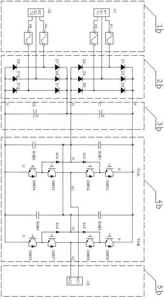 Three-level power unit main circuit and cascaded high-voltage variable-frequency speed regulating device