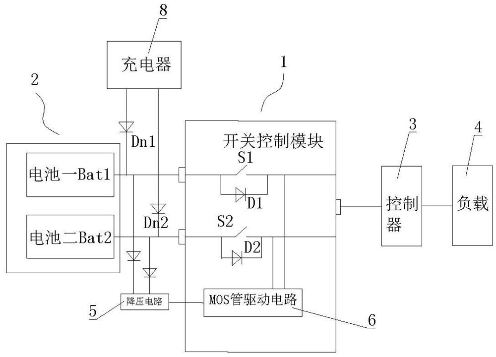 Double-battery parallel control device with feedback function