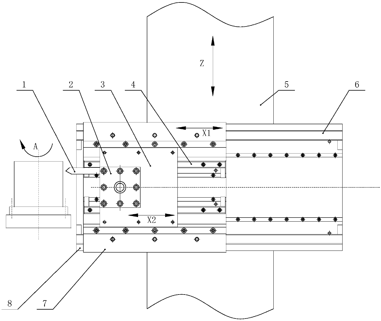 Child-mother sliding table device for rapid response for piston machining