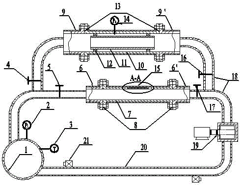 High-temperature high-pressure tubular-flow erosion corrosion experiment device