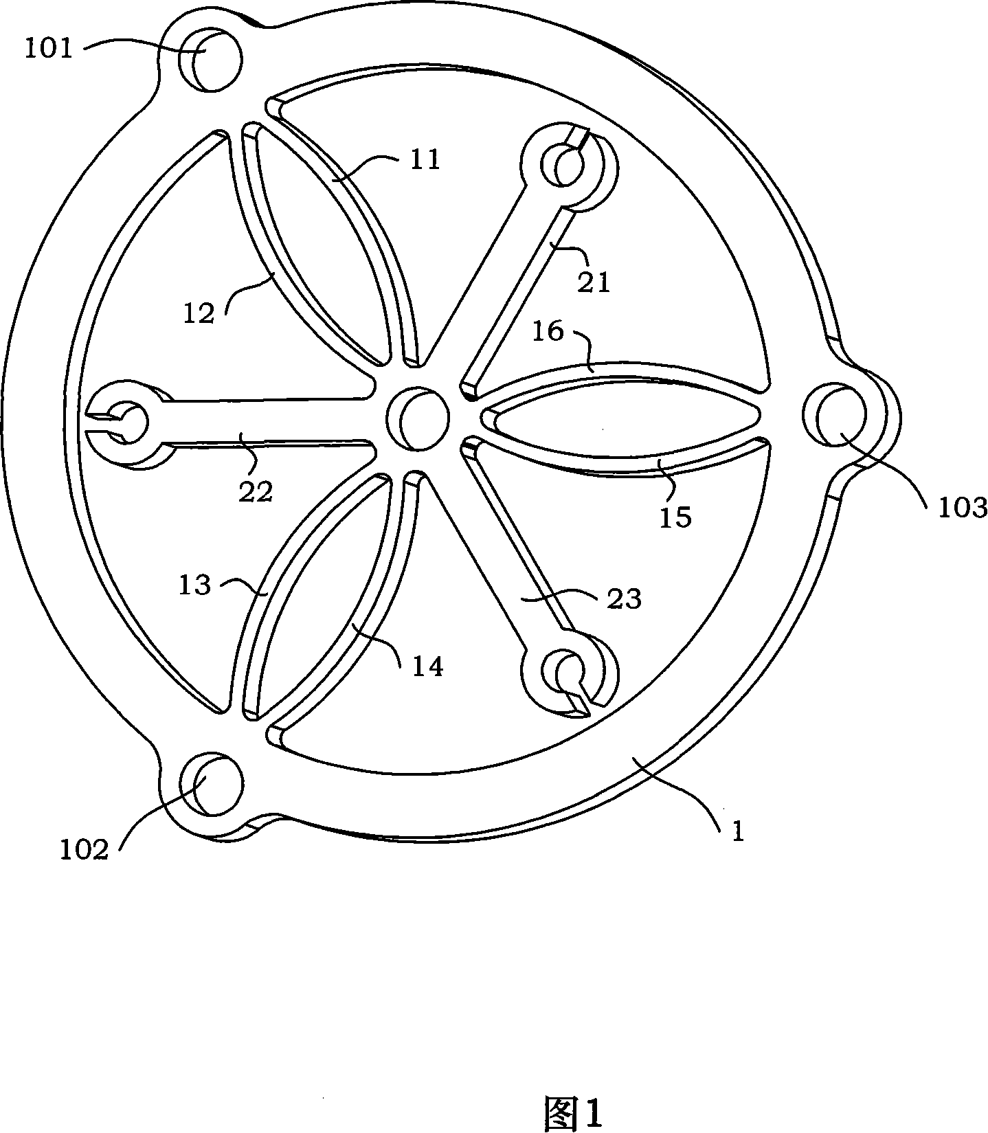 Distributed leaf type pivoting flexible hinge