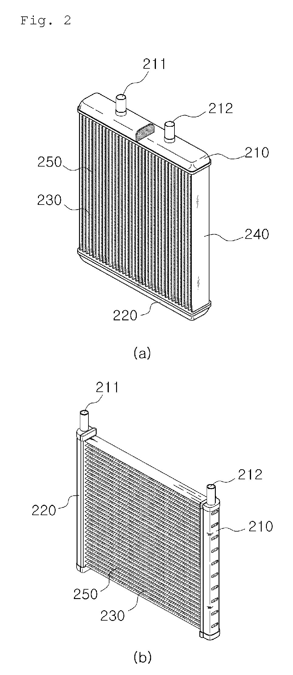 Heater core and air conditioner for an automobile equipped with same