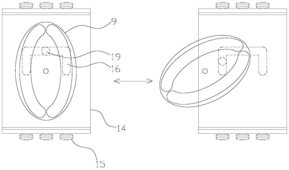 Rotary cam split type crossed guide rail sliding block