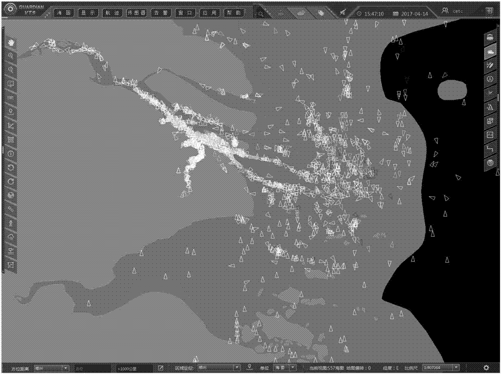 Real-time large volume ship target drawing method based on grid aggregation in VTS system