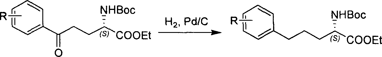 Method for synthesizing optically active derivative of 5 - aryl - (S) - N - boc - alpha amino pentanoic acid