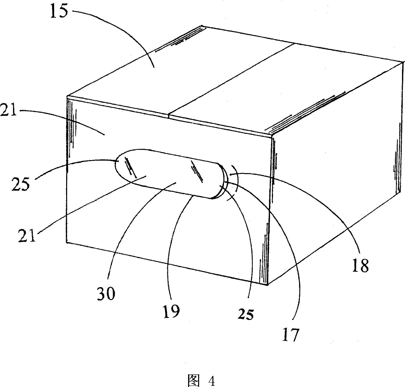 Device attached to cardboard box for avoiding to use knives to seal off rubber belt