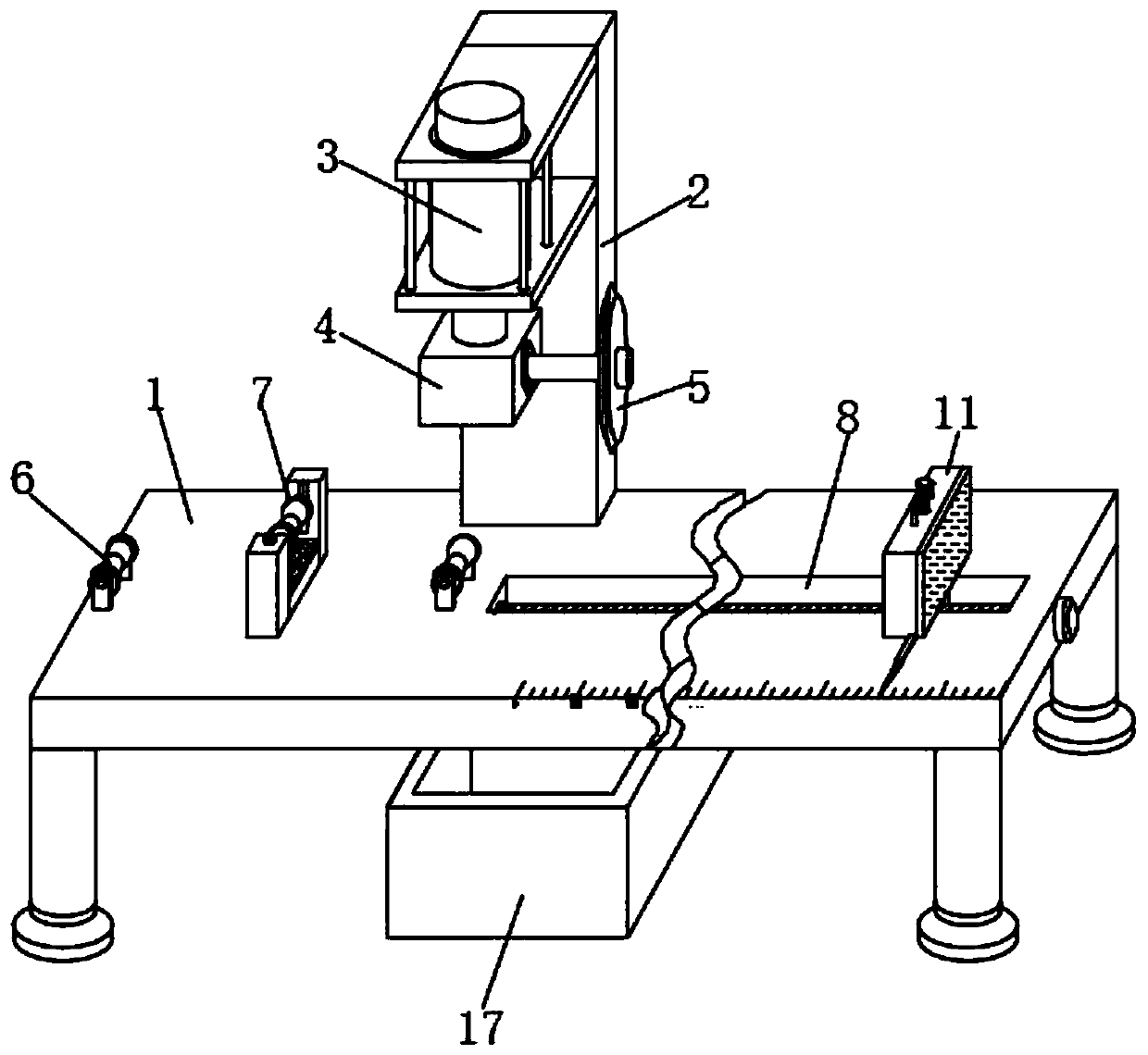 Gas pipe material cut-off device capable of precisely positioning