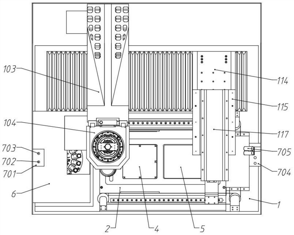 Powder bed five-axis additive and subtractive composite manufacturing device