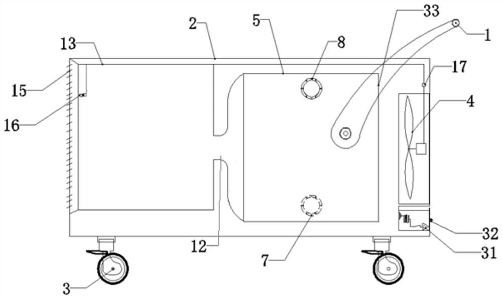 A phase change heat storage type solar hot air heating and humidifying device