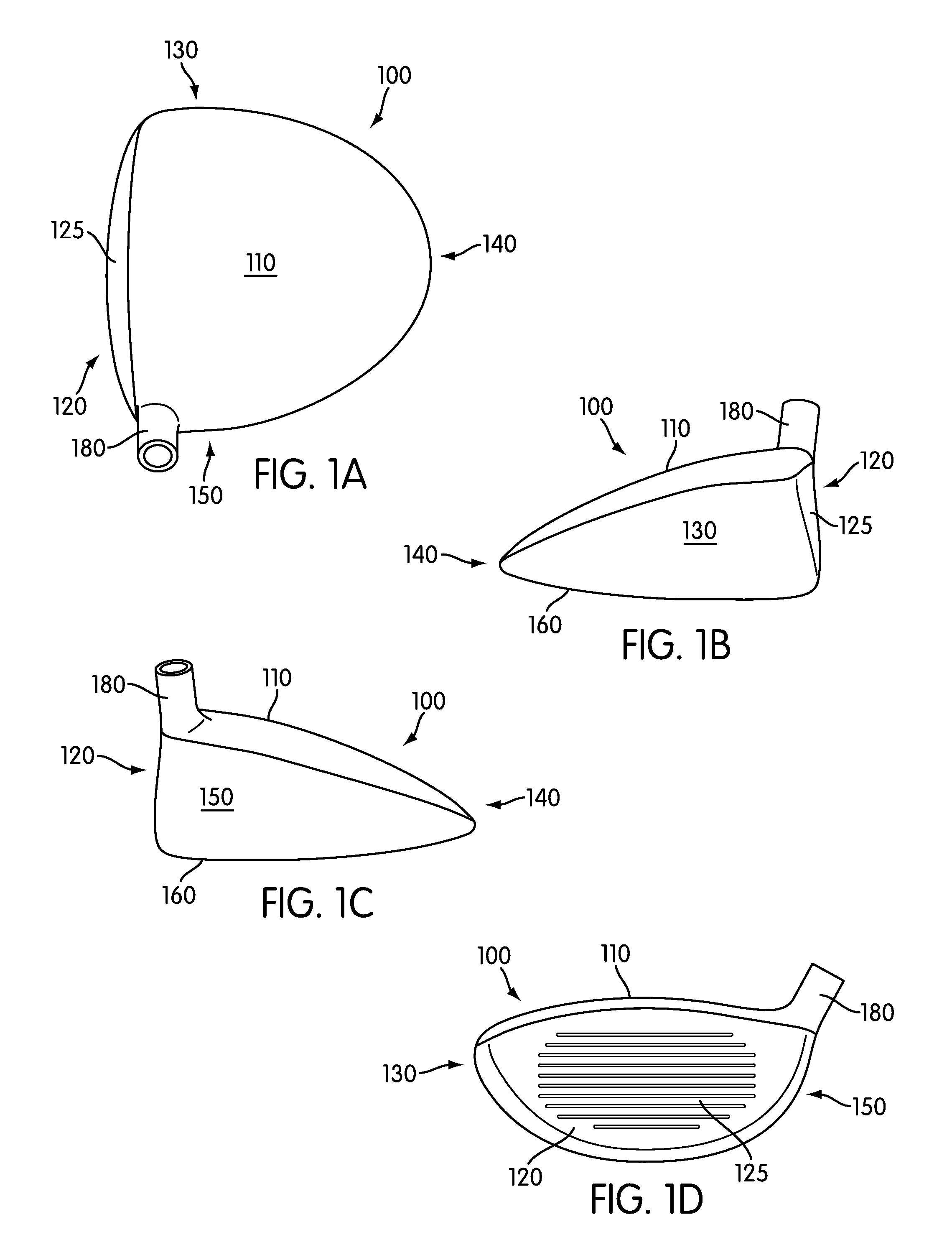 Varied profile alignment aide golf club head