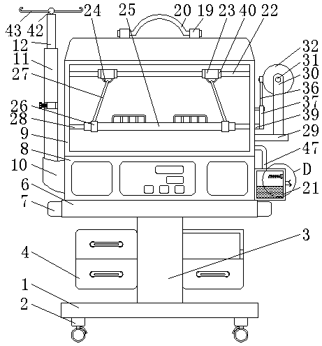 Prematurely born infant incubator with effect of aiding sleep