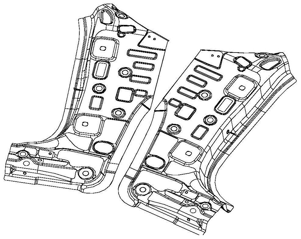 Punch forming die for middle channels of left and right parts of automobile A column