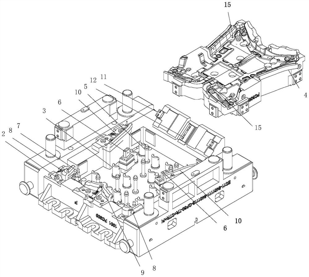 Punch forming die for middle channels of left and right parts of automobile A column