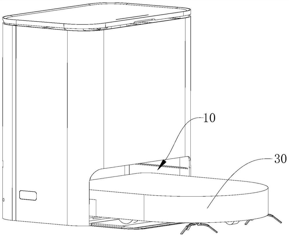 Base station and sweeping and mopping robot assembly