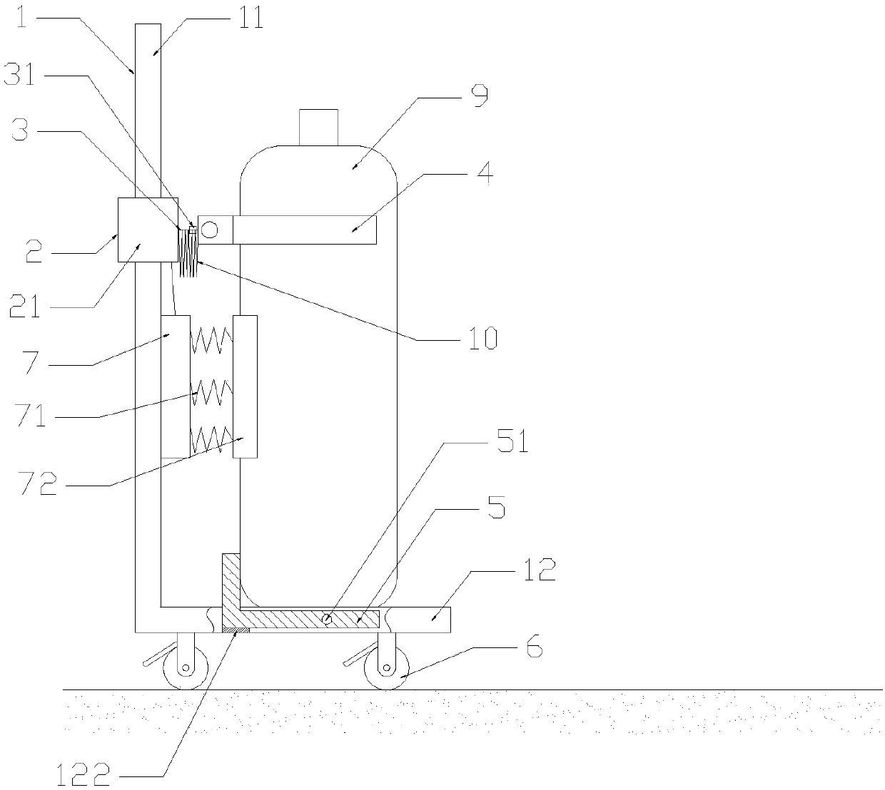 Gas cylinder transportation cart system for power grid and control method