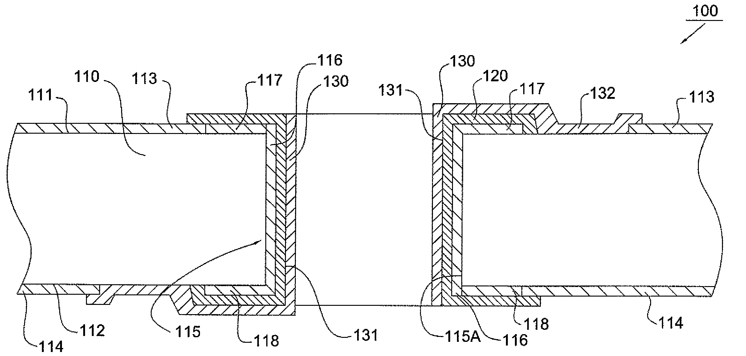 Substrate with multilayer plated through hole and method for forming the multilayer plated through hole