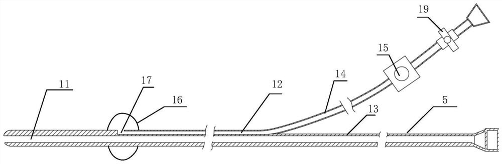 Indwelling pressure measuring and urethral catheterization device, bladder monitor applying device and application method