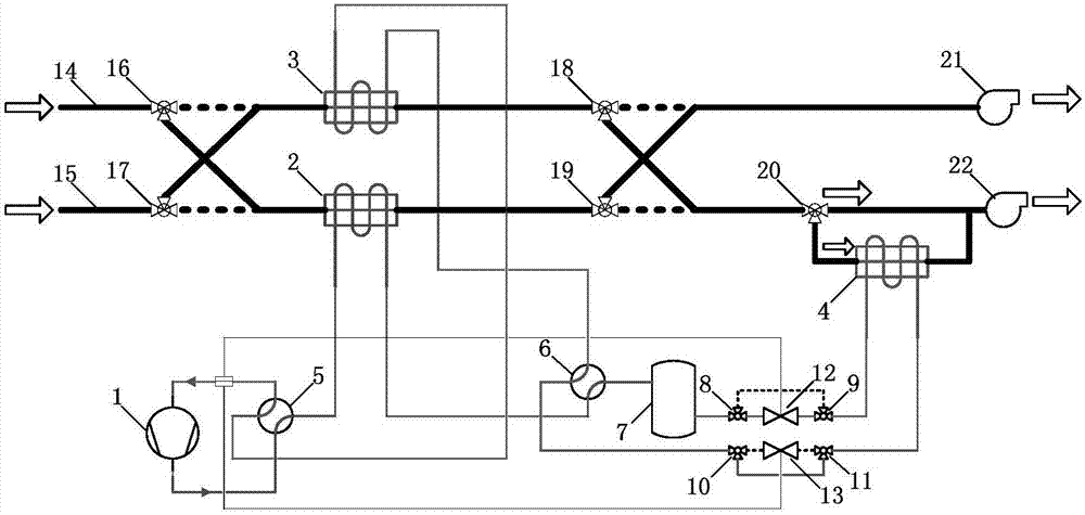 Heat pump air conditioning system suitable for full-year working conditions and operating method thereof