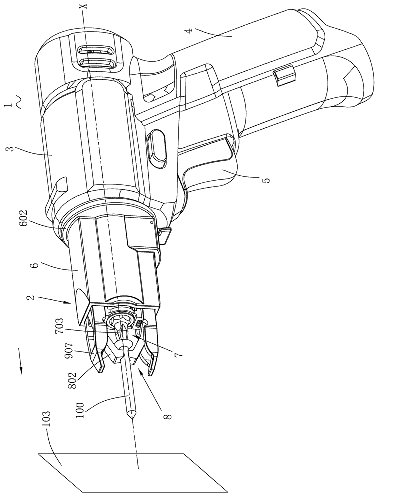 Screw support device and screw tool assembled with screw support device