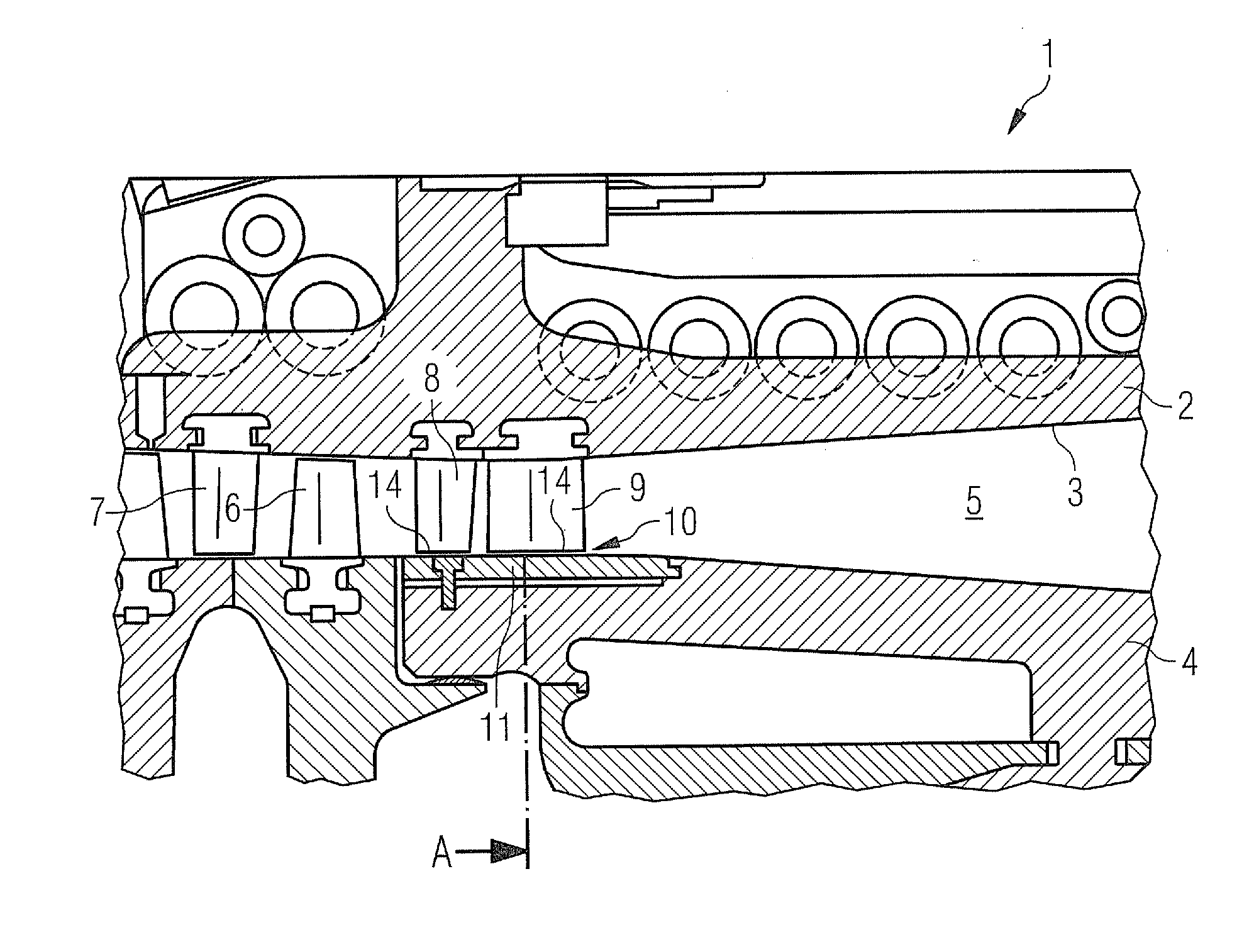 Axial Compressor for a Gas Turbine Having Passive Radial Gap Control