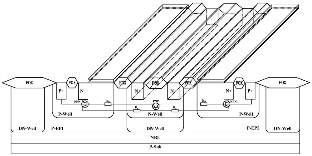 Bidirectional enhanced gate-controlled thyristor electrostatic protection device and manufacturing method thereof