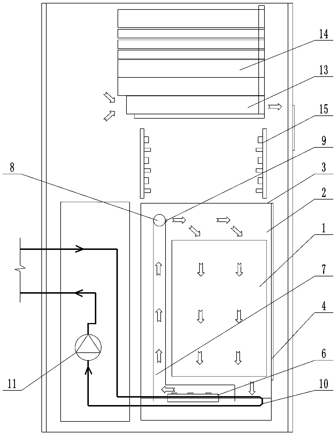 Cabinet and server cooling device