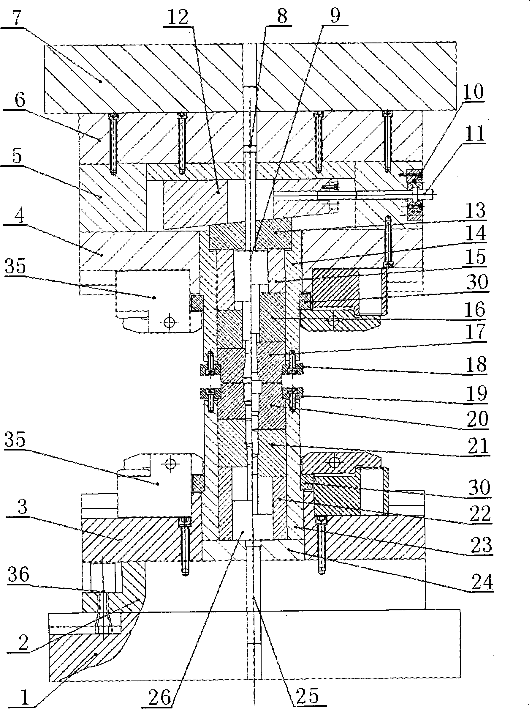 Sedan gear-box axle piece cold finish-forging formation method and die